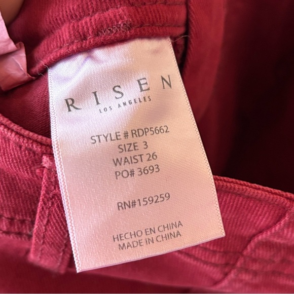 Brand New Risen High Rise Ankle Length Jeans Wine Red Fall Denim Cotton Stretch - Picture 13 of 16